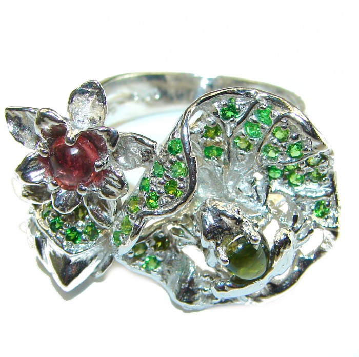 Summer Meadow authentic Garnet .925 Sterling Silver handcrafted Ring size 8 1/4 - photo 1
