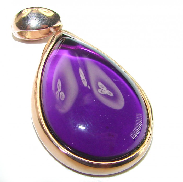 Vintage Design Amethyst 14K Rose Gold over .925 Sterling Silver handcrafted Pendant - photo 1