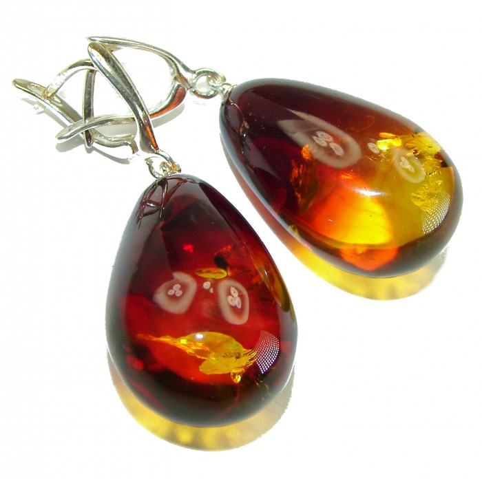 Golden Honey Drops authentic Baltic Amber .925 Sterling Silver earrings - photo 2