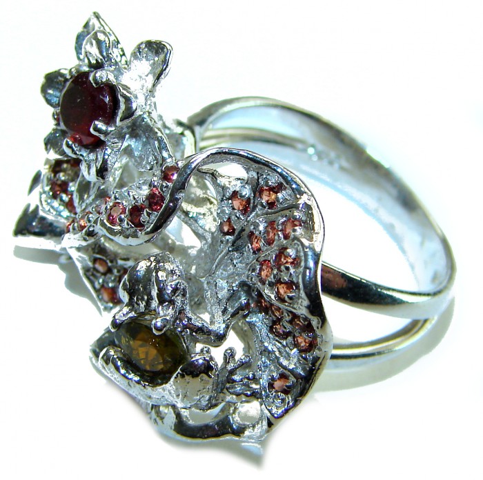 Floral design 11.8 carat Amethyst .925 Sterling Silver Handcrafted Ring size 9 1/4 - photo 1