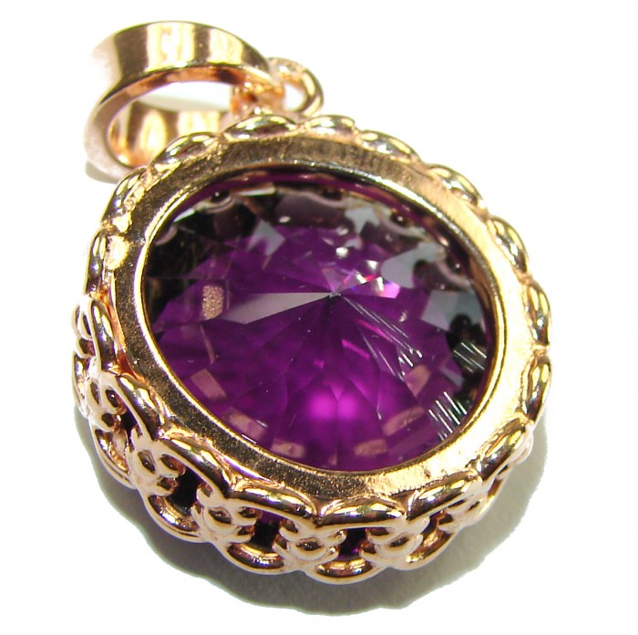 Vintage Design Amethyst 14K Gold over .925 Sterling Silver handcrafted Pendant - photo 1