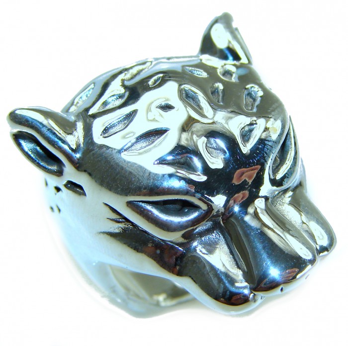 Panthère's Head .925 Sterling Silver handcrafted Statement Ring size 6 - photo 3