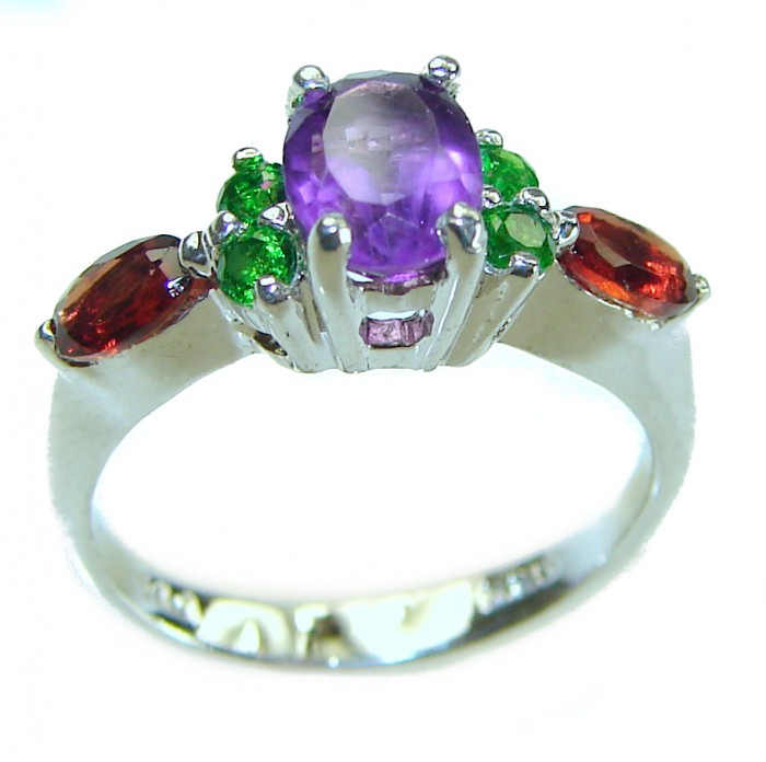 Elza 1.2 carat African Amethyst .925 Sterling Silver Handcrafted Ring size 5 3/4 - photo 2
