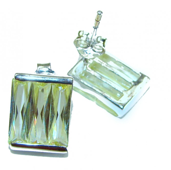 Cubic Zirconia .925 Sterling Silver handmade earrings - Close-up of Cubic Zirconia earrings in .925 Sterling Silver.
