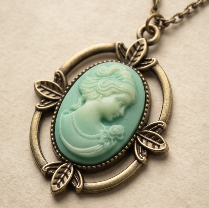 Vintage Beauty Cameo Rainbow Abalone Vintage style dipped in black rhodium Necklace - photo 2