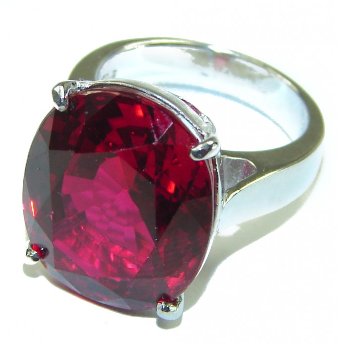 Brilliance 12.5 carat Red Topaz .925 Silver handcrafted Cocktail Ring s. 5 1/2 - photo 2