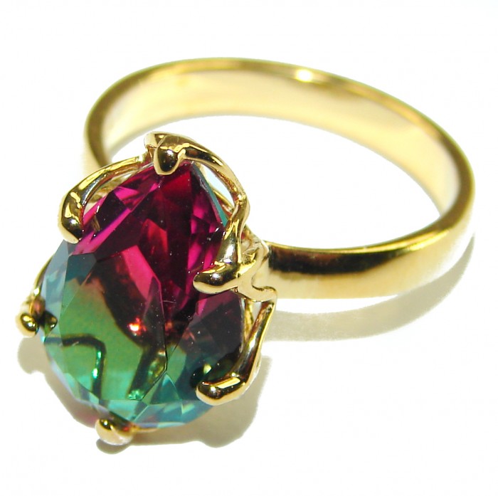 Brazilian Tourmaline 18K Gold over .925 Sterling Silver Perfectly handcrafted Ring s. 7 - photo 1
