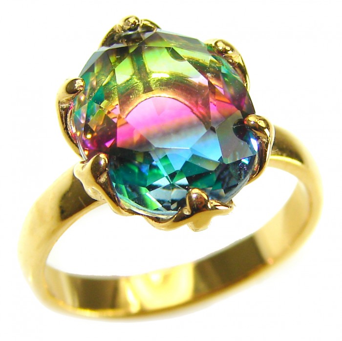 Brazilian Tourmaline 14K Gold over .925 Sterling Silver Perfectly handcrafted Ring s. 6 - photo 3