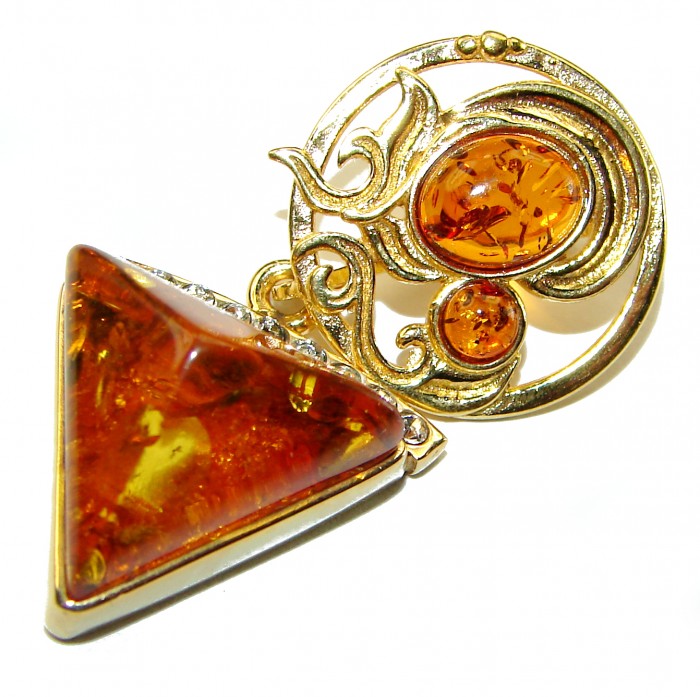 Real Beauty authentic Baltic Amber 14K Gold over .925 Sterling Silver handcrafted pendant - photo 2