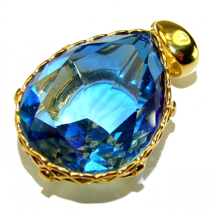 21.5 carat Blue Topaz 18K Gold over .925 Sterling Silver handmade Pendant - photo 2