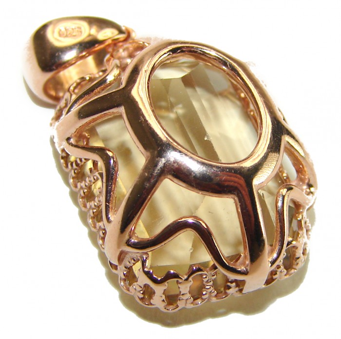 11.3 carat Lemon Quartz 14K Gold over .925 Sterling Silver handcrafted pendant - photo 1