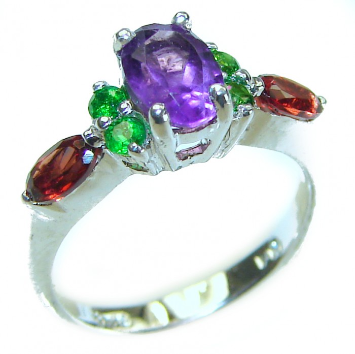 Elza 1.2 carat African Amethyst .925 Sterling Silver Handcrafted Ring size 5 3/4 - photo 3