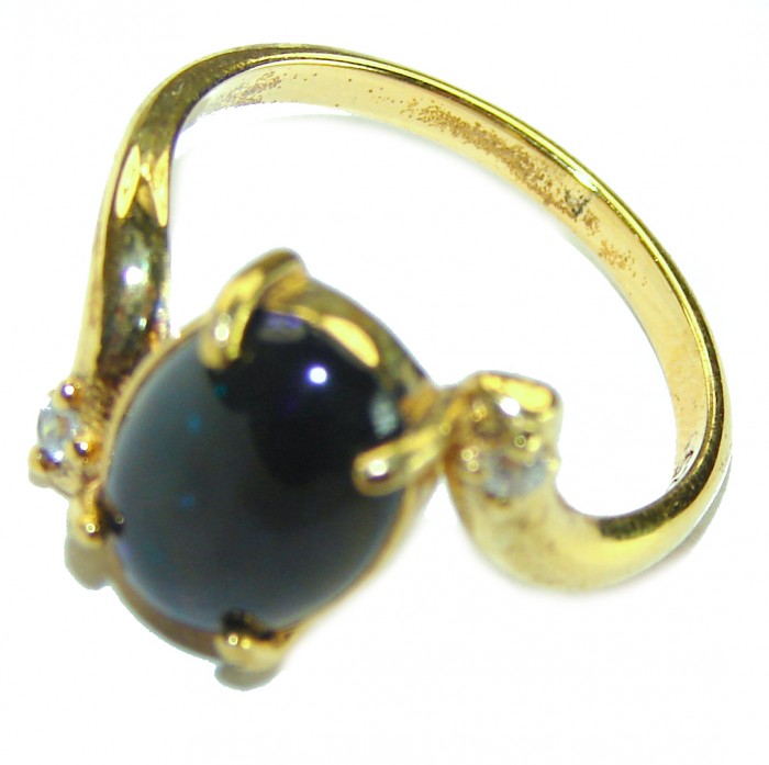 A Milky Way Genuine 6.8 carat Black Opal 18K Gold over .925 Sterling Silver handmade Ring size 6 1/4 - photo 1