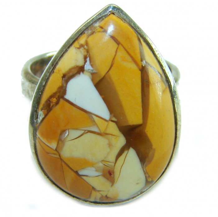 Australian Mookaite .925 Sterling Silver Ring size 7 adjustable - Australian Mookaite sterling silver ring, stone close-up, size 7 adjust.
