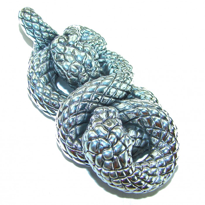 Boa Snake Marcasite .925 Sterling Silver Bali made Pendant - photo 1