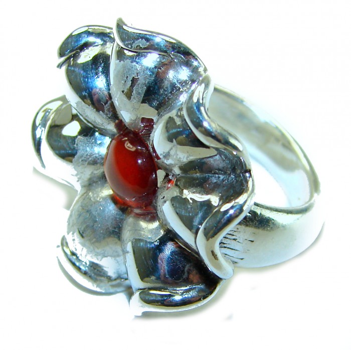 Natural Beauty Garnet .925 Sterling silver Italy Made ring s. 7 - photo 1
