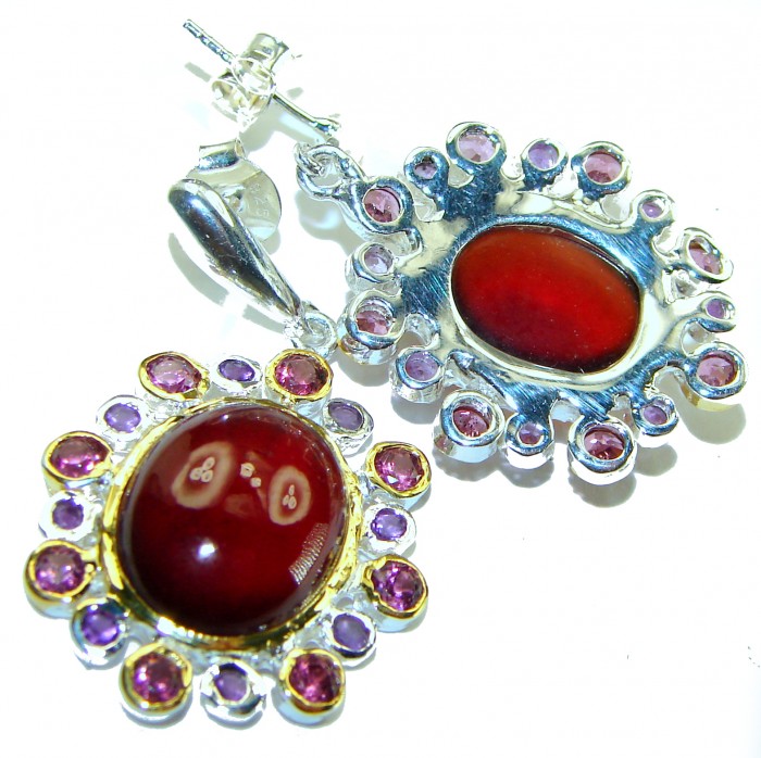 Happy moments Authentic 10.5ct Garnet .925 Sterling Silver handmade earrings - photo 1
