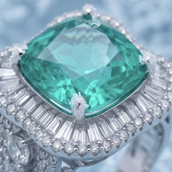 Precious 12.2 CARAT Colombian Emerald .925 Sterling Silver Statement Ring s. 6 1/4 - Close-up of a 12.2 carat Colombian emerald in sterling silver setting.