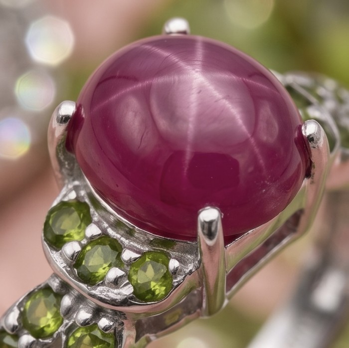Scarlett 2.7 ctw Mozambique Ruby .925 Sterling Silver handcrafted Statement Ring size 5 - Close-up of Scarlett 2.7 ctw Mozambique Ruby in sterling silver setting