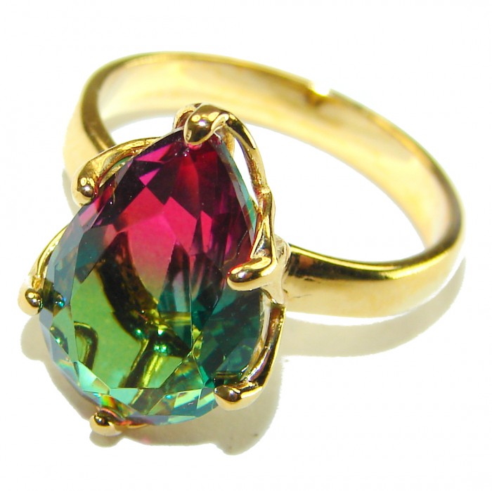Brazilian Tourmaline 18K Gold over .925 Sterling Silver Perfectly handcrafted Ring s. 6 3/4 - photo 2