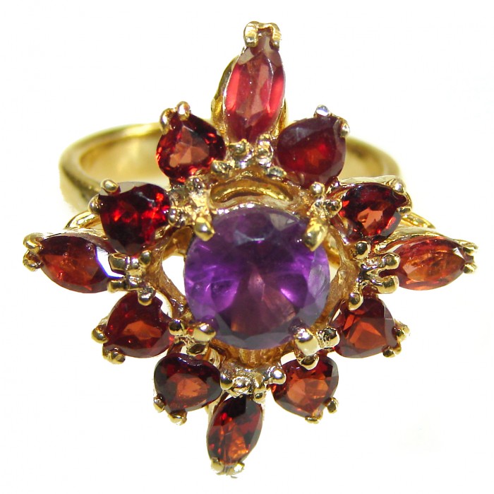 Amethyst 14K Gold over .925 Sterling Silver Handcrafted Ring size 7 3/4 - photo 2
