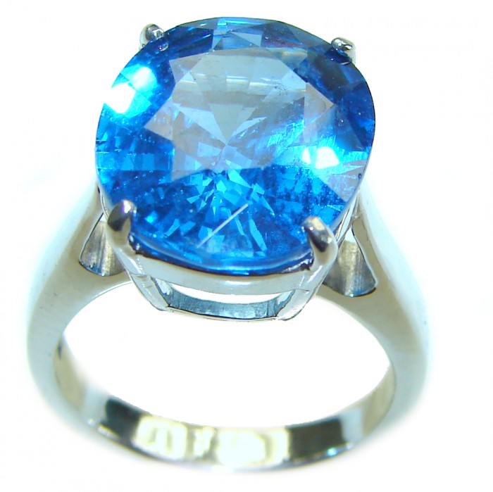 Eau Propre natural 12.5 carat Blue Swiss Topaz .925 Sterling Silver handcrafted Ring size 5 3/4 - photo 2