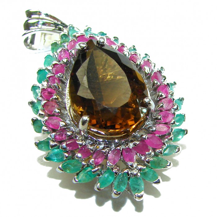 Pure Love 18.5 carat authentic Smoky Topaz .925 Sterling Silver handcrafted Pendant - photo 2