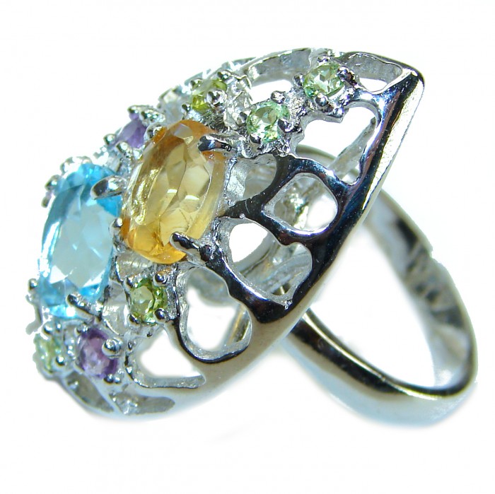 Isabella 11.5 carat Multigems .925 Sterling Silver Handcrafted Ring size 6 3/4 - photo 1