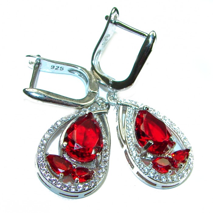 Timeless Treasure 12.5 carat Red Topaz .925 Sterling Silver handcrafted Earrings - photo 3