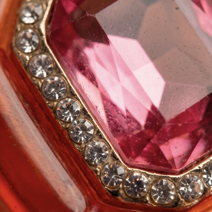 Candy Store - Modern Design Natural Red Raisin Pink Topaz .925 Sterling Silver ring size 8 - Stone close-up of Candy Store Red Raisin Pink Topaz necklace.