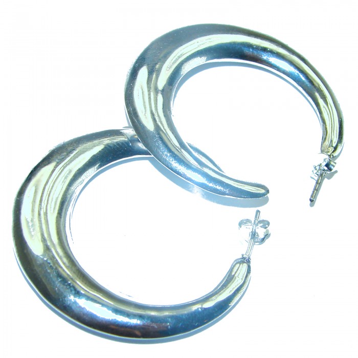 Huge .925 Sterling Silver handmade Bali made Hoop Earrings - photo 1