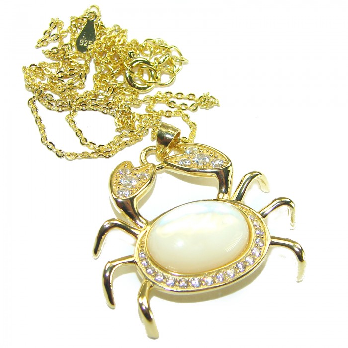 Precious Magic Crab 18K Gold over .925 Sterling Silver Necklace - Crab necklace pendant in 18K gold over silver, front view.