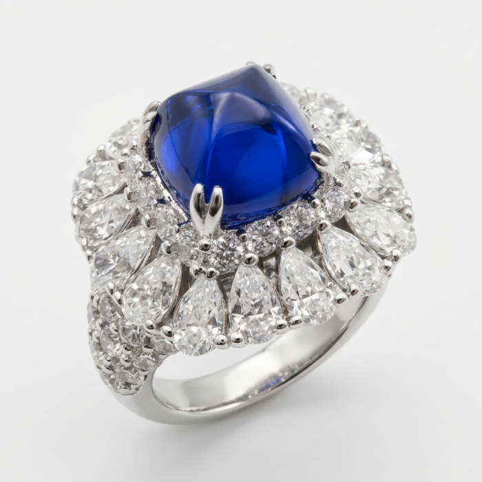Born to Glam 5.2 carat natural Tanzanite .925 Sterling Silver Perfectly handcrafted Ring s. 5 - Close-up of Born to Glam Tanzanite ring with diamond accents.