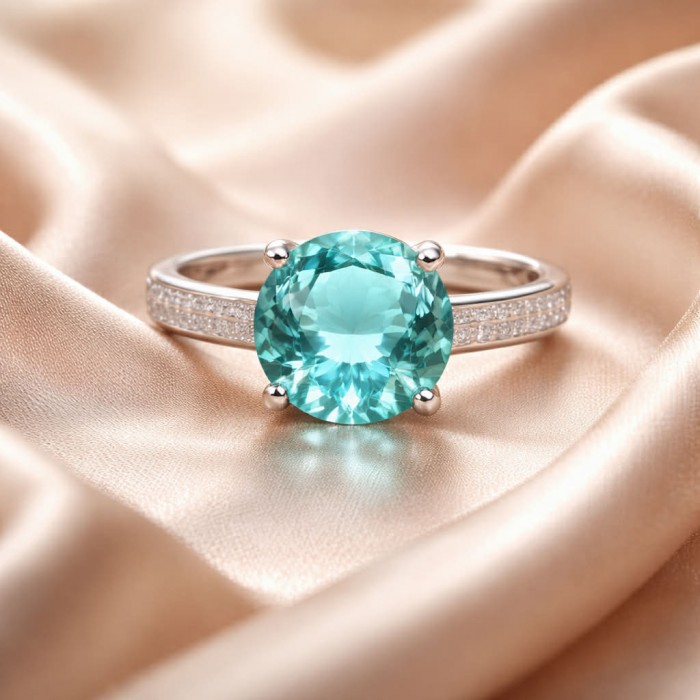 Angel's Wishper 8.9 carat authentic Aquamarine .925 Sterling Silver Handcrafted Ring size 8 adjustable - Aquamarine ring with side view on satin background