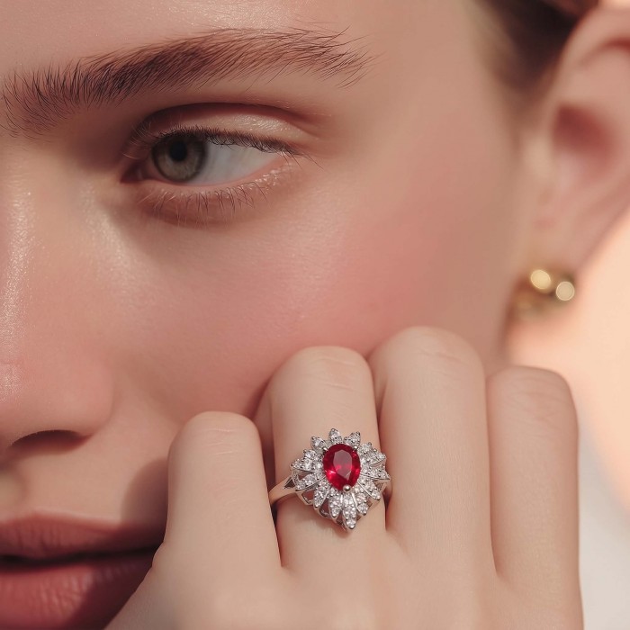 2.5 carat Ruby .925 Sterling Silver handcrafted incredible ring s. 7 - photo 1