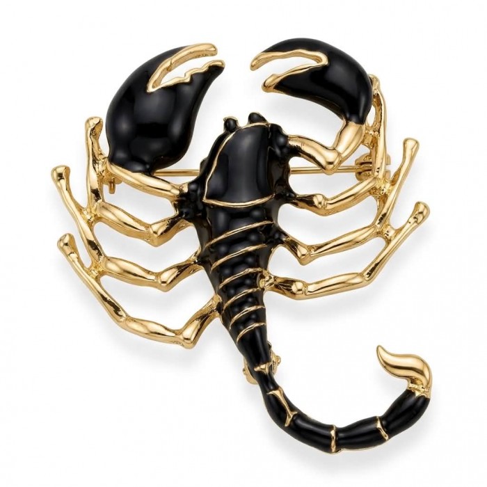 Black Scorpio Silver Overlay Pendant / Brooch - photo 2