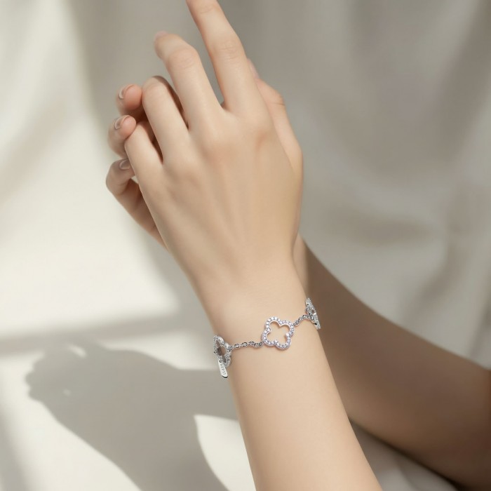 Divine - Clover Precious pave White Topaz Women bracelet - photo 1