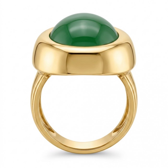 Authentic 12.2ct Green Tourmaline 22K gold over .925 Sterling Silver brilliantly handcrafted ring s. 6 - Side view of 12.2ct green tourmaline ring in 22K gold over .925 sterling