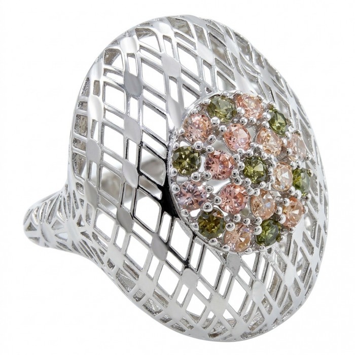 Casablanca Italy made 1.8 carat Tourmaline .925 Sterling Silver brilliantly handcrafted ring s. 7 - Side view of Casablanca Italy sterling ring with tourmaline stones.