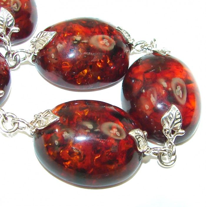 HUGE Beautiful Amber .925 Sterling Silver handcrafted Bracelet - photo 2