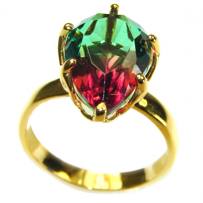 Brazilian Tourmaline 18K Gold over .925 Sterling Silver Perfectly handcrafted Ring s. 6 3/4 - photo 1