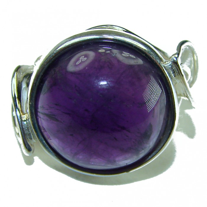 Floral design 12.8 carat AUTHENTIC Amethyst .925 Sterling Silver Handcrafted Ring size 6 1/4 - photo 2