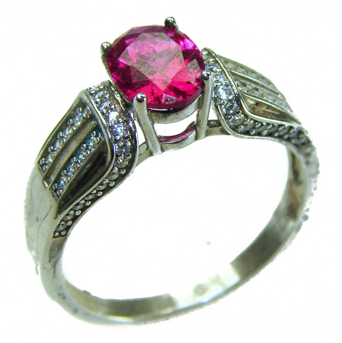 Rose Garden 1.9 carat Authentic Garnet .925 Sterling Silver handcrafted Ring size 8 - photo 3