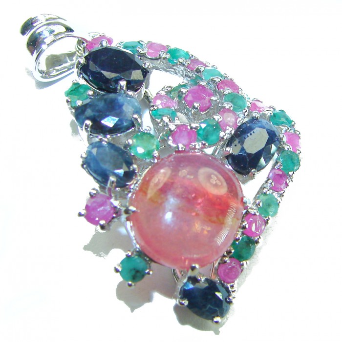 22.2 carat oval cut Brazilian Golden Tourmaline .925 Sterling Silver Perfectly handcrafted pendant - Colorful gemstone pendant, top view with Brazilian golden tourmaline.
