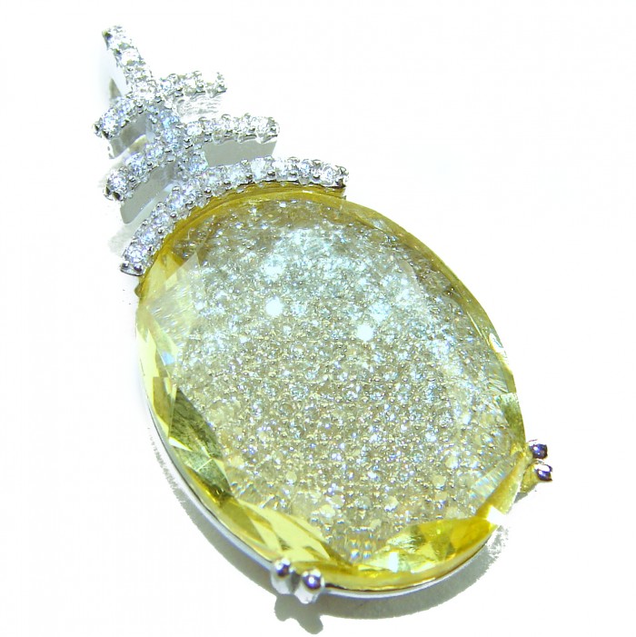Divine Beauty 18.5 carat Lemon Quartz .925 Sterling Silver Handcrafted .925 Sterling Silver handcrafted pendant - Close-up of Divine Beauty 18.5 carat Lemon Quartz pendant in sterling silver.