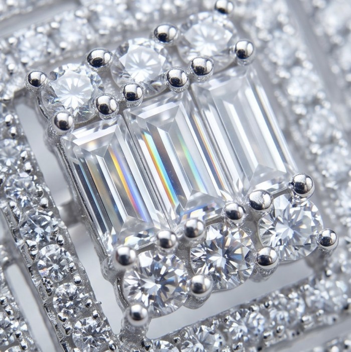 Art Deco 8.6 ctw White TOPAZ .925 Sterling Silver handcrafted Statement Ring size 7 - Close-up of Art Deco white topaz and sterling silver jewelry.