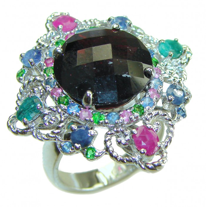 Celtic Spirit authentic 22.5 carat Garnet .925 Sterling Silver handcrafted Statement Ring size 7 1/2 - photo 3