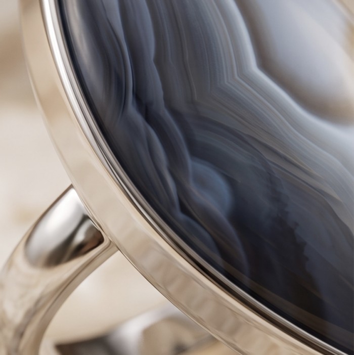 Top quality Scentic Botswana Agate .925 Sterling Silver handcrafted Ring s. 8 adjustable - Stone close-up of Botswana Agate in .925 Sterling Silver setting