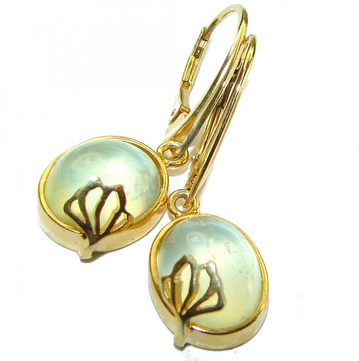 Authentic Prehnite 14K Gold over .925 Sterling Silver handmade earrings - photo 3