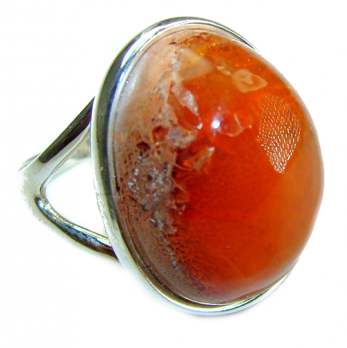 Queen of Fire best quality 22.4 carat Mexican Opal .925 Sterling Silver handmade ring 7 1/4 - photo 2